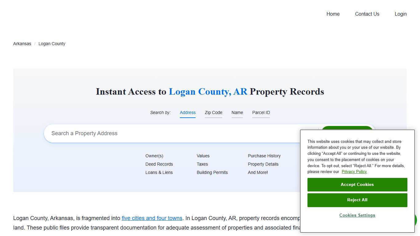 Logan County, AR Property Records Owners, Deeds, Permits